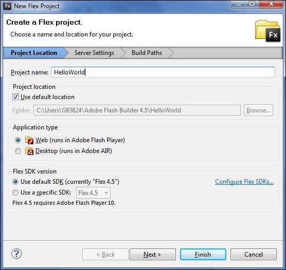 Create Flex Project Wizard