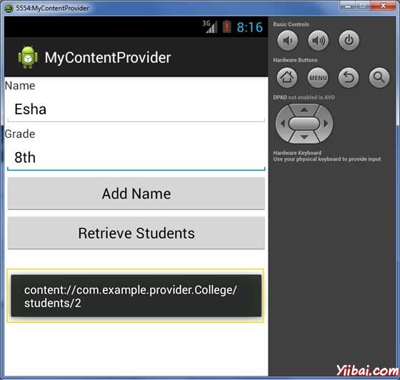 Add Records using ContentProvider