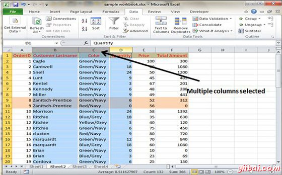 Selecting Complete Rows and Columns