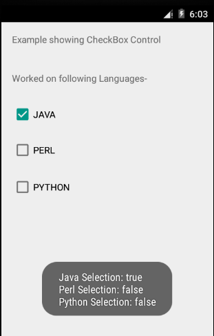 Android CheckBox Control